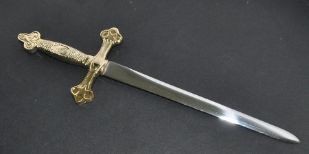 Masonic Letter Opener - 10in length (250mm) - Gilt Handle - Click Image to Close